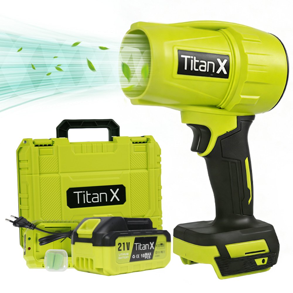80d2bba532e02d643ea1dfd5e7edd8e2 TitanX Cordless Garden Blower 21V – Portable Leaf & Light Snow Blower with 1300mAh Battery - Image 1