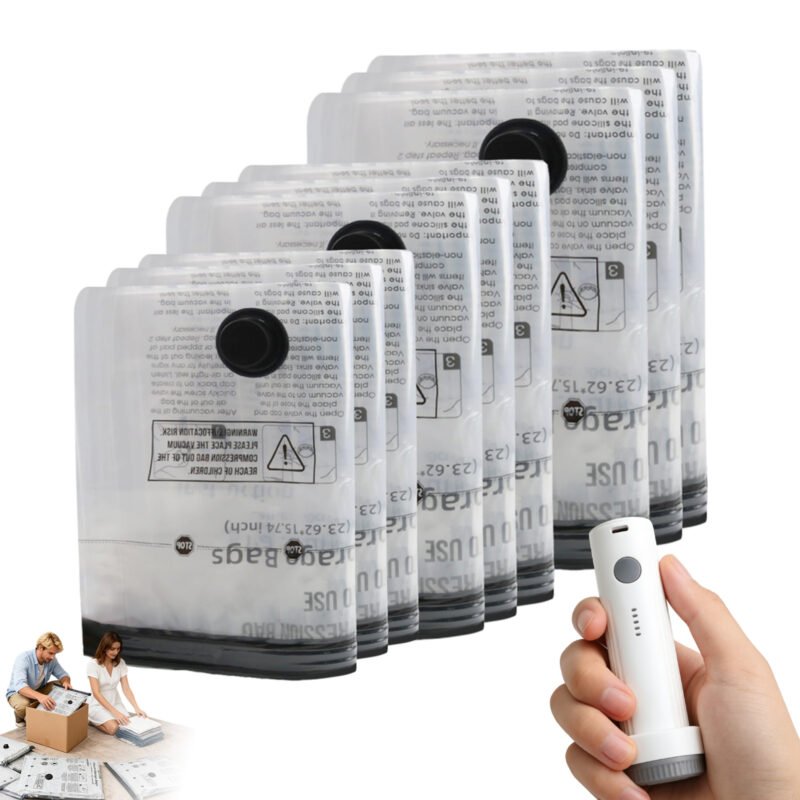 TitanX Vacuum Storage Bags for Clothes with Electric Air Pump – Reusable Space-Saving Bags for Home & Travel
